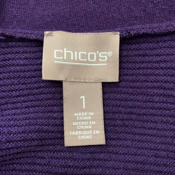 Chico’s Size Medium Purple Textured Boat-Neck Sweater - Picture 7 of 10